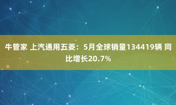 牛管家 上汽通用五菱：5月全球销量134419辆 同比增长20.7%
